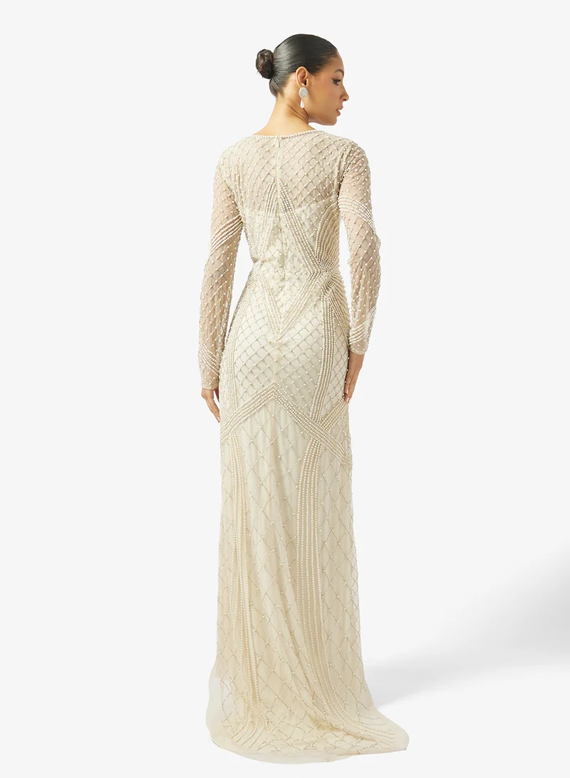 Namshi x  Bead Embellished Mermaid Evening Gown for Women | Best Price UAE